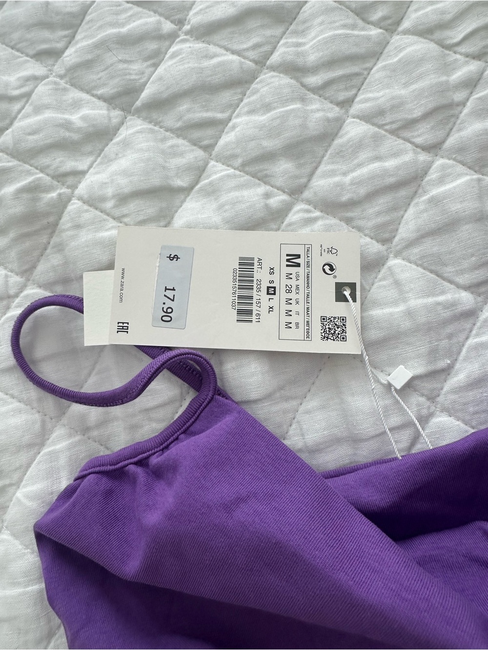 NWT Zara Purple Spaghetti Strap Ruched Tank - Picture 2 of 2